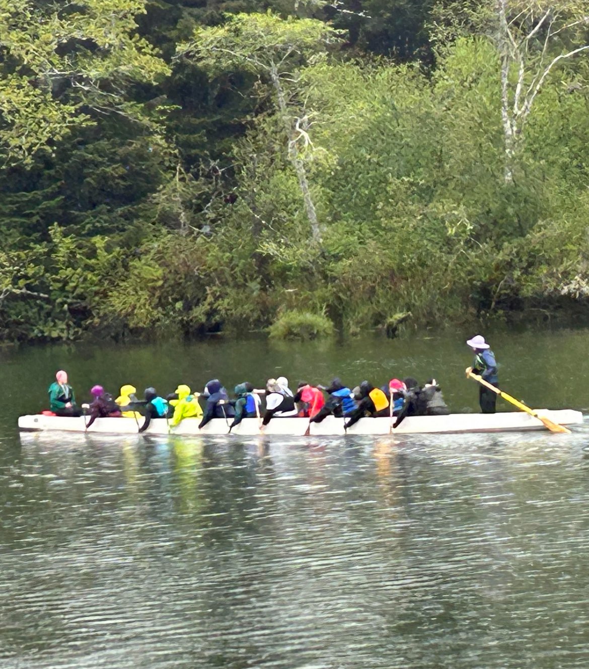 Dragon Boat team at practice on a river